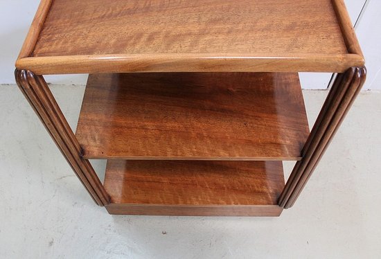 Serving Table on Wheels in Walnut, Art Deco - Early 20th Century