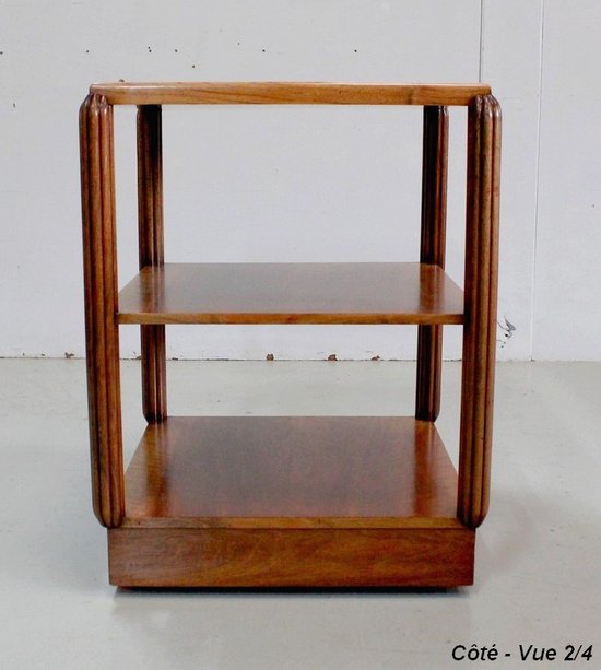 Serving Table on Wheels in Walnut, Art Deco - Early 20th Century