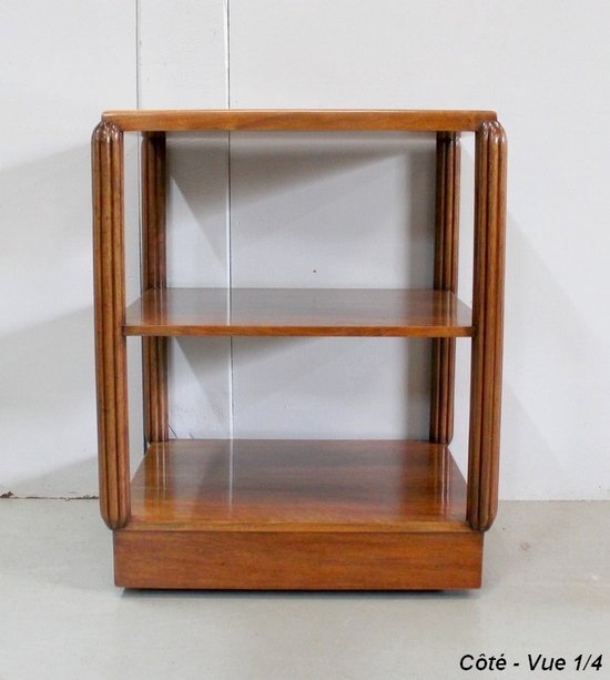 Serving Table on Wheels in Walnut, Art Deco - Early 20th Century