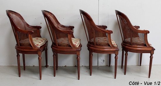 Suite of Mahogany Armchairs, Louis XVI Style - Early 20th Century