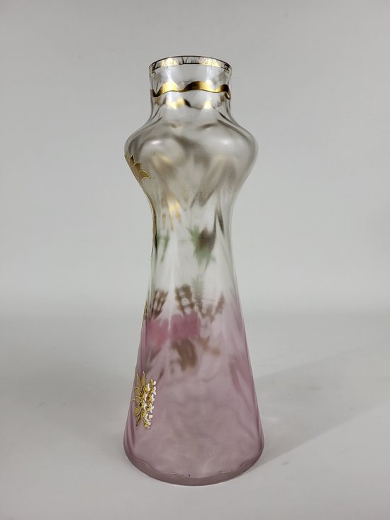 Enamelled glass vase in the style of Legras