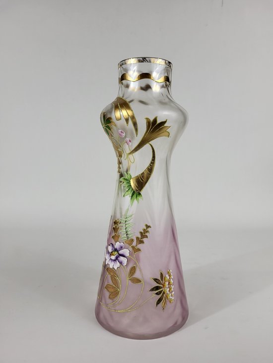 Enamelled glass vase in the style of Legras