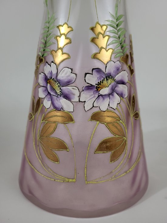 Enamelled glass vase in the style of Legras