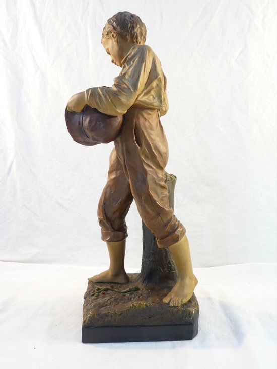 Joseph LE GULUCHE Terracotta statue ''The Boy with Cherries''