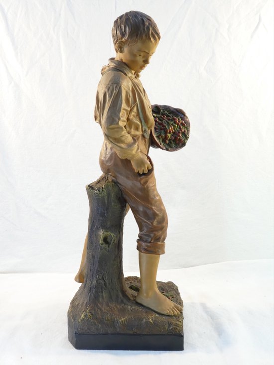 Joseph LE GULUCHE Terracotta statue ''The Boy with Cherries''