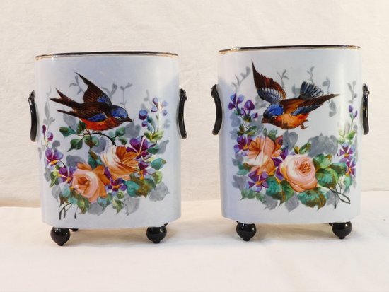 Pair of porcelain bird vases from LIMOGES WILLIAM GUERIN