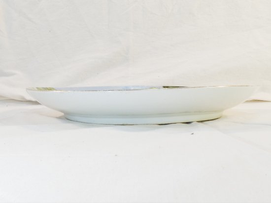 Large dish in LIMOGES or PARIS porcelain, circa 1900, decorated with MARTIN PECHEUR