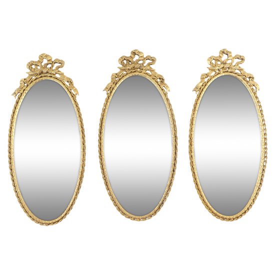 Set of 3 oval frames in gilded brass in the LOUIS XVI style