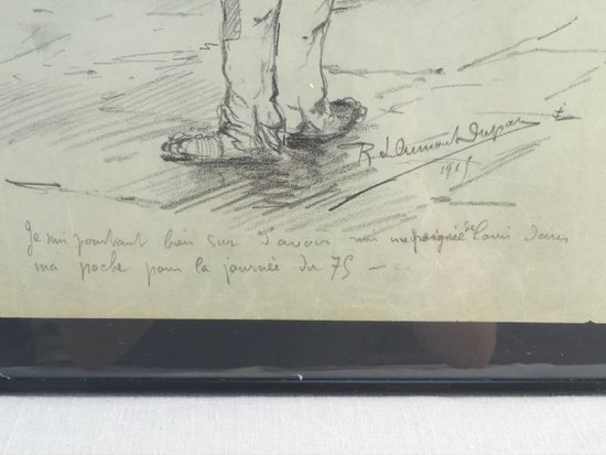 Rare drawing signed and dated by Robert DUMONT-DUPARC entitled "LA JOURNEE DU 75".