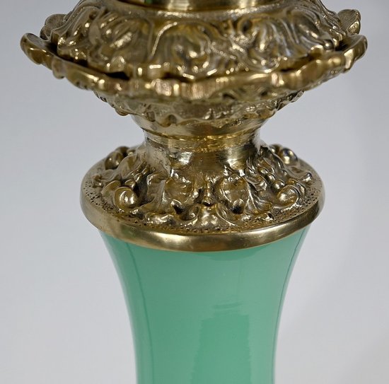 Pair of Opaline and Bronze Lamps - End of XIXth century