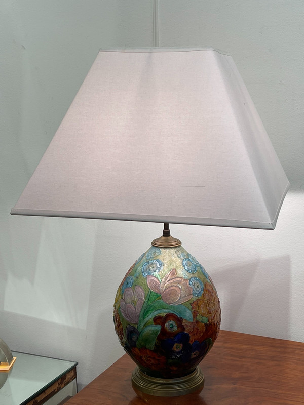  Camille FAURÉ (1874-1956), enameled table lamp