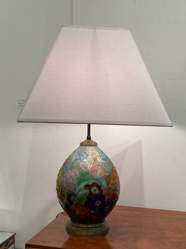  Camille FAURÉ (1874-1956), enameled table lamp