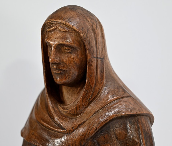 Statue of Saint Anne in Ash, signed E.Le Neuthier - Mid 19th century