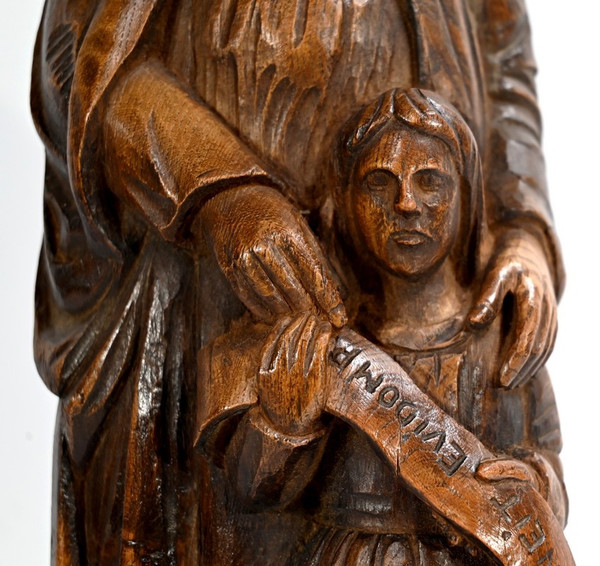 Statue of Saint Anne in Ash, signed E.Le Neuthier - Mid 19th century