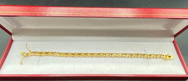 BRACELET PLAQUÉ OR & RUBIS