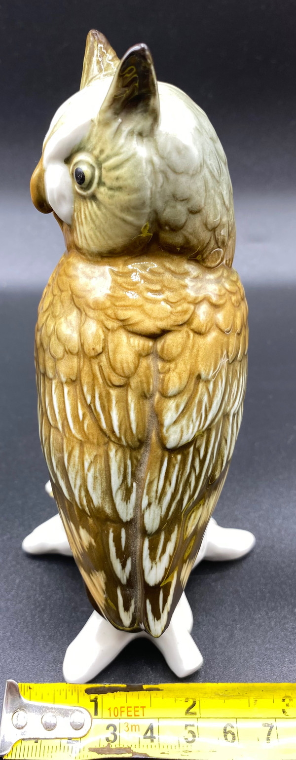 HIBOU PORCELAINE ÉMAILLÉE 