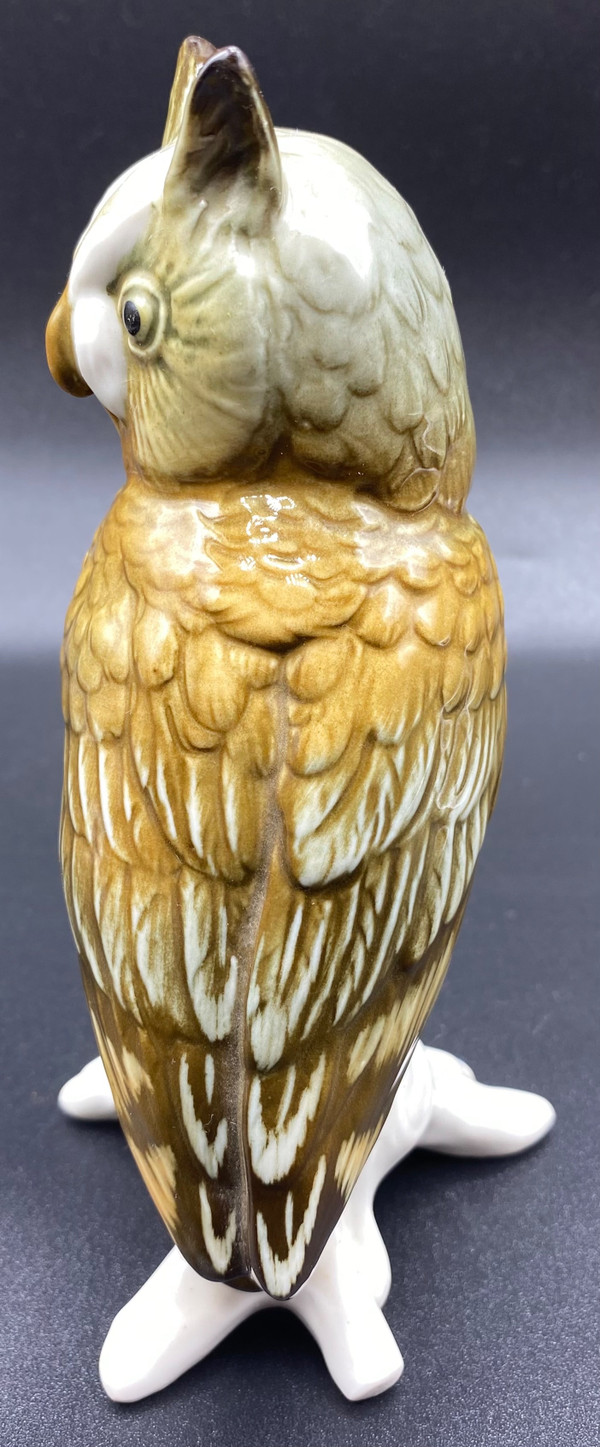 HIBOU PORCELAINE ÉMAILLÉE 