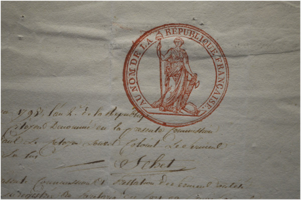  Révolution Française, Document du Conseil Exécutif Provisoire de Paris et daté du 9 janvier 1793 portant sur la nomination en tant que Gendarme du citoyen Bernard par le Colonel Louvel 