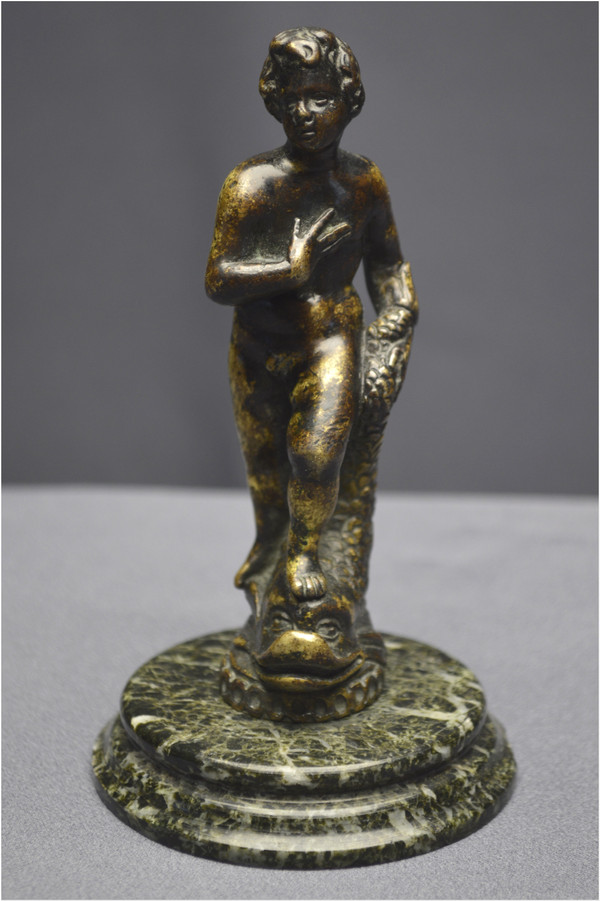 Italy, Renaissance period, 16th century, Bronze satuette representing a young man with a dolphin