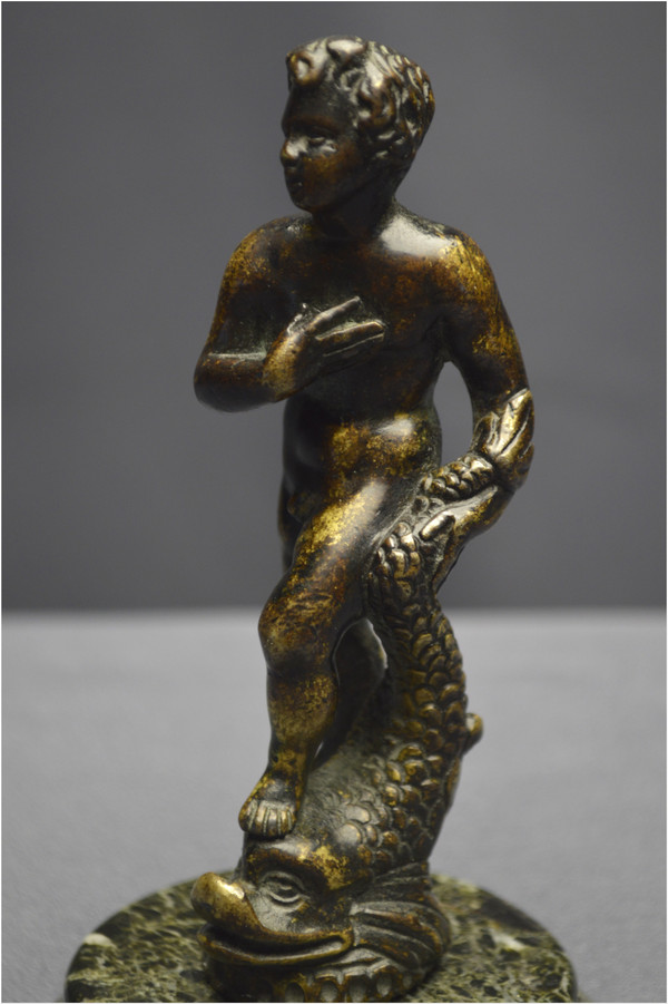 Italy, Renaissance period, 16th century, Bronze satuette representing a young man with a dolphin