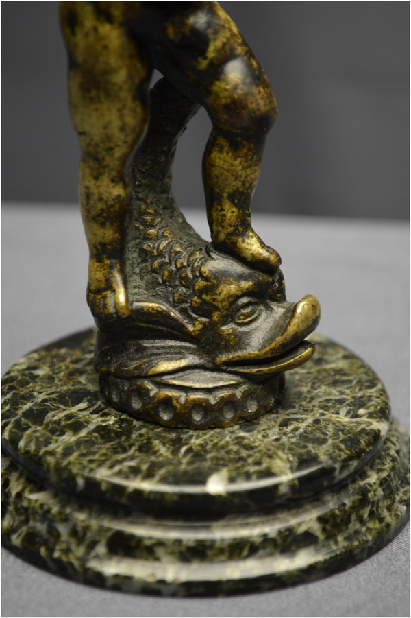 Italy, Renaissance period, 16th century, Bronze satuette representing a young man with a dolphin