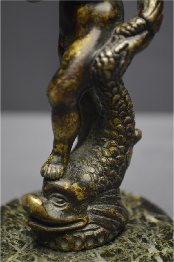 Italy, Renaissance period, 16th century, Bronze satuette representing a young man with a dolphin