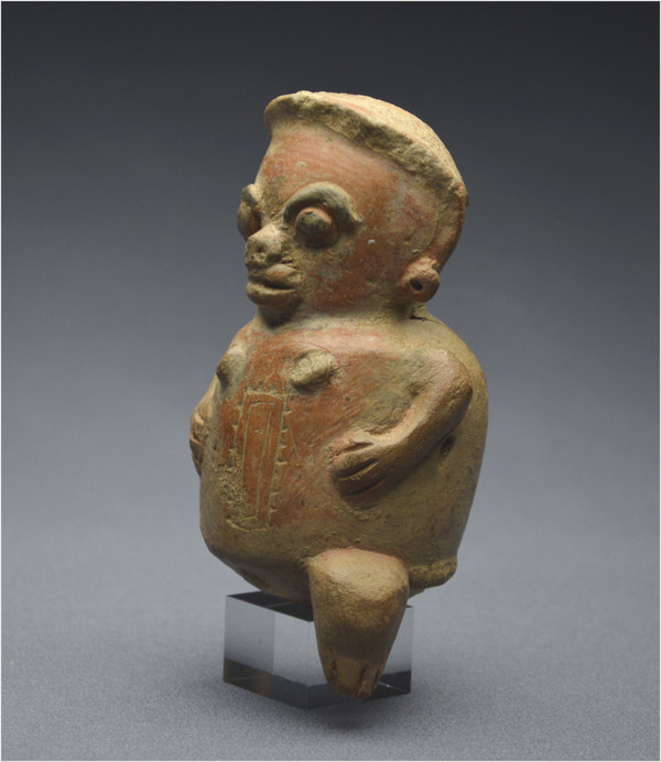 Costa Rica, 1000 - 1500 n. Chr., Guanacaste-Kultur Anthropomorphe Stauette, die eine Frau darstellt und ursprünglich auf drei Beinen stand.