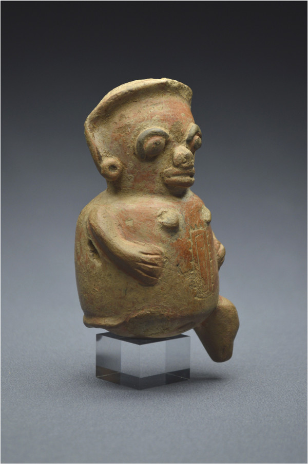 Costa Rica, 1000 - 1500 n. Chr., Guanacaste-Kultur Anthropomorphe Stauette, die eine Frau darstellt und ursprünglich auf drei Beinen stand.