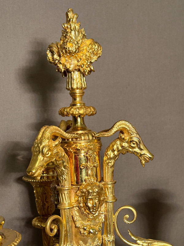 Pair of Candelabra in gilded bronze F.Barbedienne XIXth century