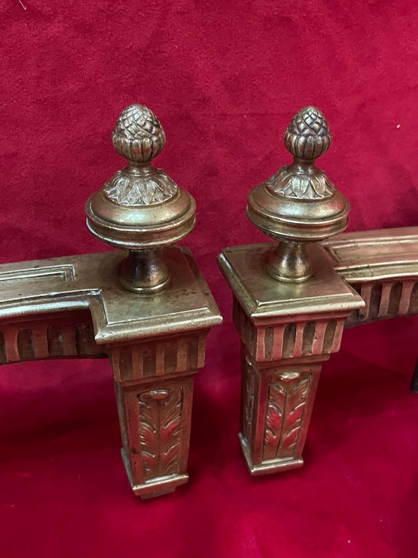 Pair of Bronze Chenet Louis XVI Style