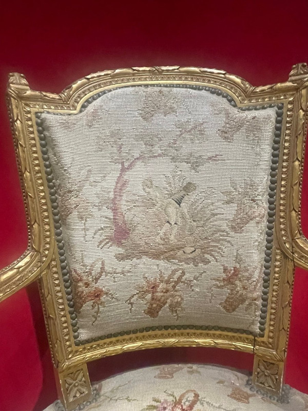 Fauteuil Bois Doré Style Louis XVI Directoire