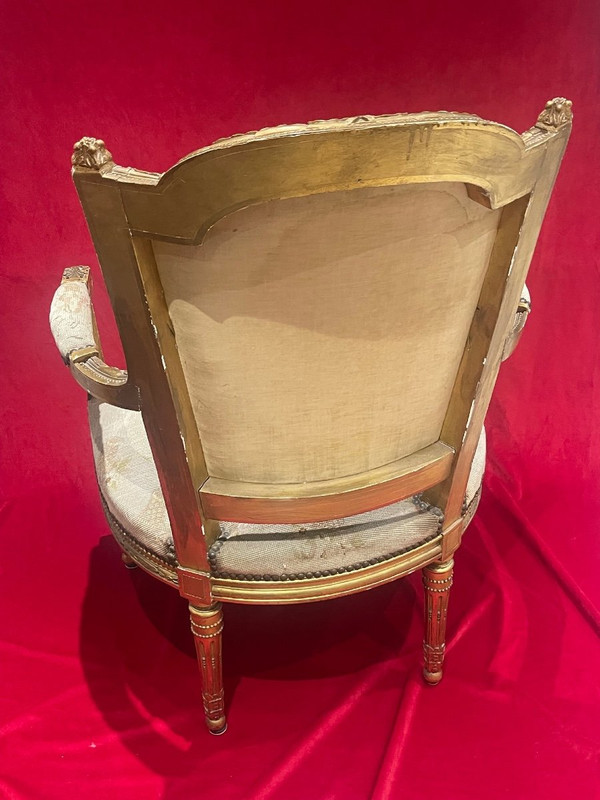 Fauteuil Bois Doré Style Louis XVI Directoire