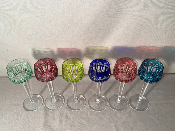 6 Rhine Wine Glasses Said "roemers" In Cut Crystal Of Saint-louis