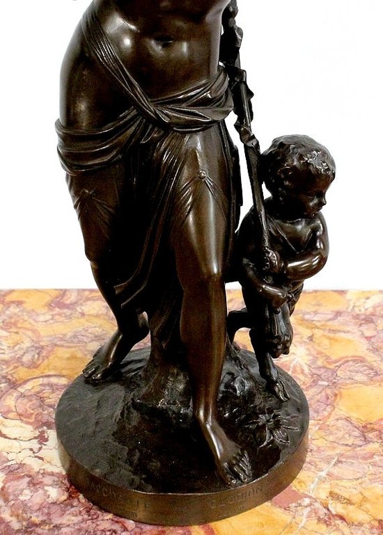 Bronzo "Bacchante e piccoli fauni" da J-J Foucou - seconda metà del XIX secolo