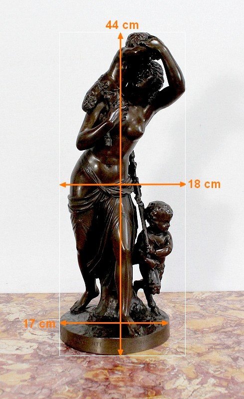 Bronzo "Bacchante e piccoli fauni" da J-J Foucou - seconda metà del XIX secolo