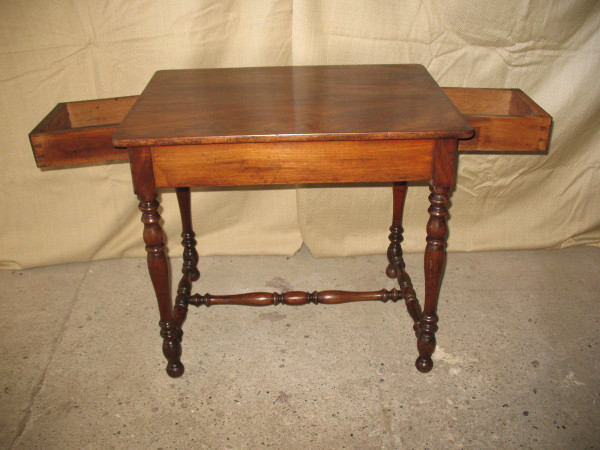 Small writing table desk 19th century in solid walnut Louis XIII style