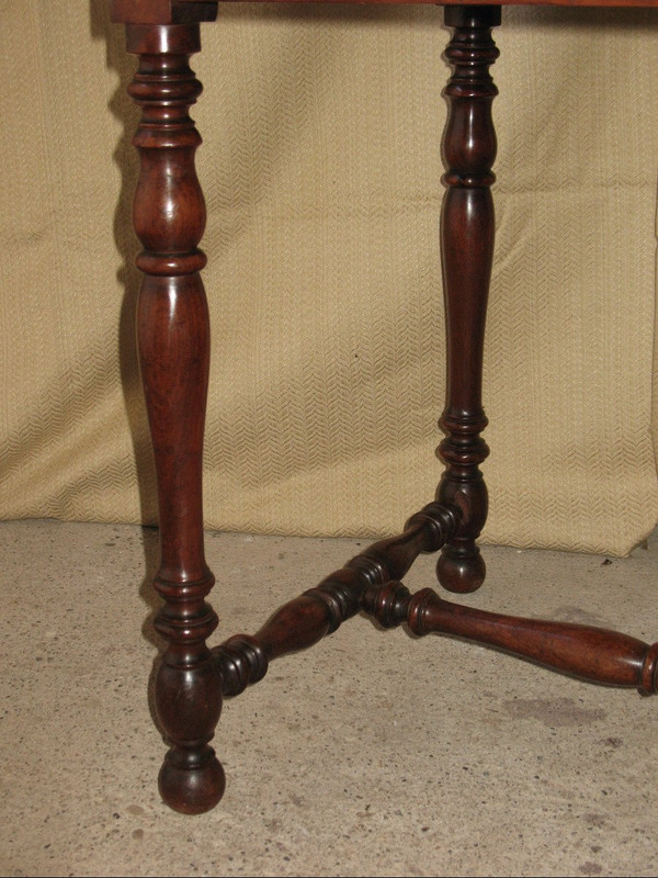 Small writing table desk 19th century in solid walnut Louis XIII style