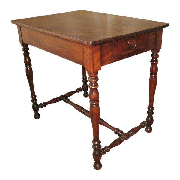 Small writing table desk 19th century in solid walnut Louis XIII style