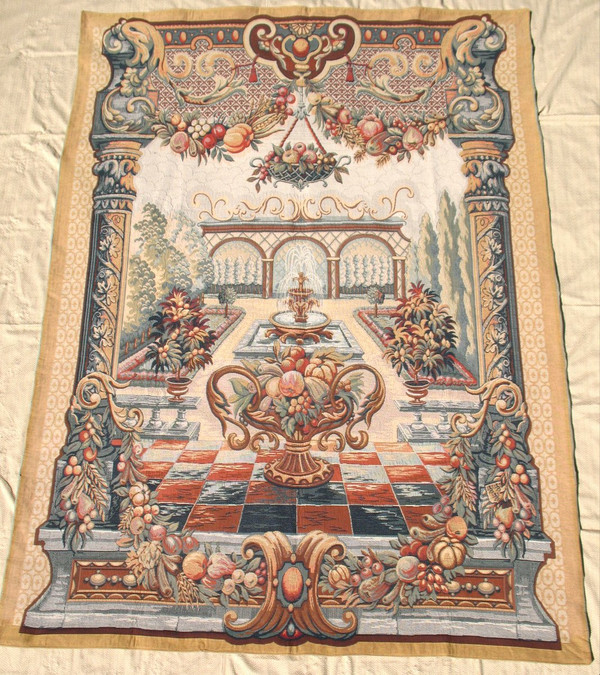 Large Halluin tapestry in Loiselles stitch - The garden of Bagatelle - d : 175 x 235 cm