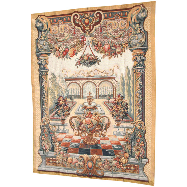 Large Halluin tapestry in Loiselles stitch - The garden of Bagatelle - d : 175 x 235 cm