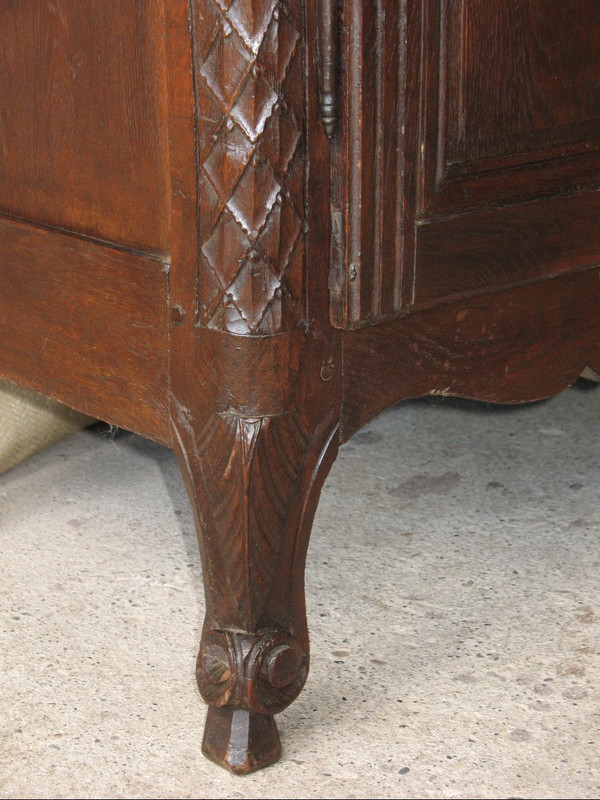 Carved and glazed oak wedding armoire from the 19th century from Normandy