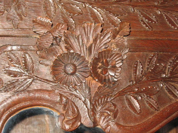 Carved and glazed oak wedding armoire from the 19th century from Normandy