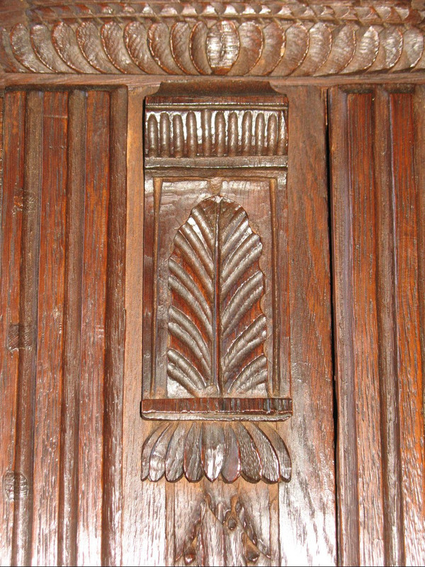 Carved and glazed oak wedding armoire from the 19th century from Normandy