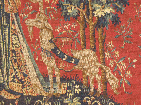 Pair of large Halluin tapestries the Lady with the Unicorn : the Touch - the View 105 x 130 cm