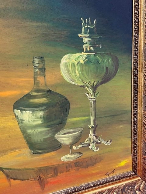 Still Life Painting With Kerosene Lamp