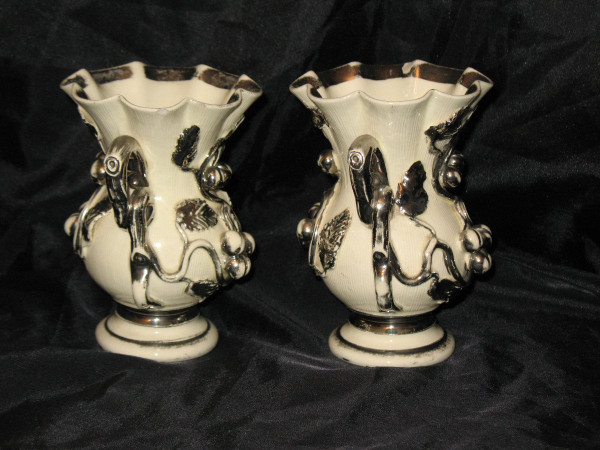 Pair of Langeais earthenware vases with gooseberry decoration signed Charles de Boissimon 19th century