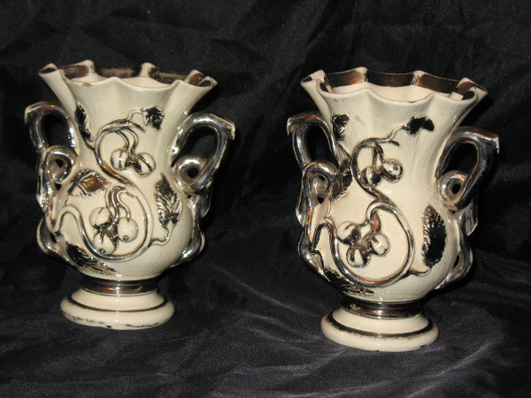 Pair of Langeais earthenware vases with gooseberry decoration signed Charles de Boissimon 19th century