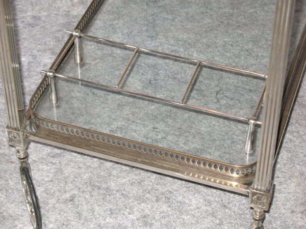 Table on wheels of the Bagués house in silver plated bronze of neo-classical style of the 40's