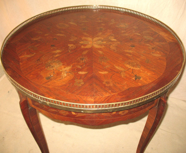 Table bouillotte in marquetry of Louis XV style