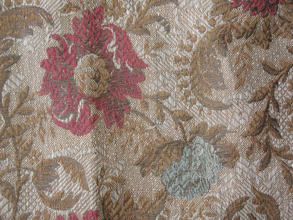 Pair of door hanging curtains in woven Jacquard floral pattern Louis XIII style late 19th